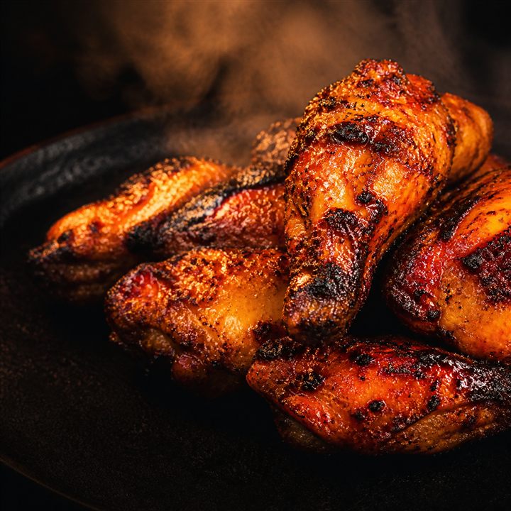 Flame-grilled chicken glazed with spicy sauce